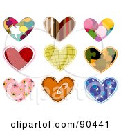 Royalty Free RF Clipart Illustration Of A Digital Collage Of Colorful Heart Patches And Designs Version 3