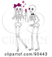 Royalty Free RF Clipart Illustration Of A Male Skeleton Giving A Female A Rose