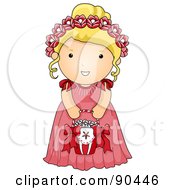 Poster, Art Print Of Cute Blond Wedding Flower Girl In A Pink Dress