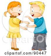 Poster, Art Print Of Boy And A Girl Playing A Hand Game