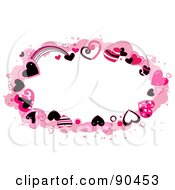 Poster, Art Print Of Pink Cloud Of Hearts Around Text Space
