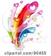 Royalty Free RF Clipart Illustration Of A Rainbow Heart Burst From An Envelope