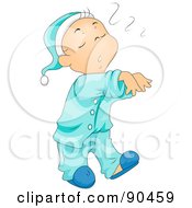 Poster, Art Print Of Little Boy In His Pajamas Walking In His Sleep