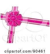 Royalty Free RF Clipart Illustration Of A Sparkly Pink Bow And Ribbons On White by BNP Design Studio