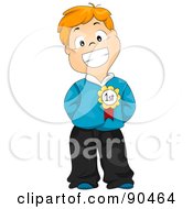 Poster, Art Print Of Proud Red Haired School Boy Wearing A Medal On His Shirt