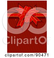 Poster, Art Print Of Red Bow And Ribbon Over Red Stripes