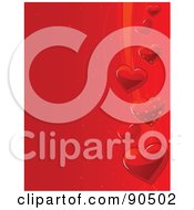Poster, Art Print Of Red Heart Background With Shiny Hearts And Swooshes On The Right