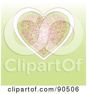 Royalty Free RF Clipart Illustration Of A Pink Doodle Heart Over Green