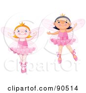 Digital Collage Of Cute Ballerina Fairies Dancing