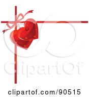 Poster, Art Print Of Red Ribbon And Bow With Heart Tags On White