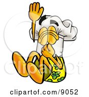 Poster, Art Print Of Chefs Hat Mascot Cartoon Character Plugging His Nose While Jumping Into Water