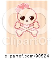 Poster, Art Print Of Female Skull With A Pink Heart Over Stripes