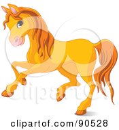 Poster, Art Print Of Cute Orange Horse Running