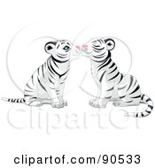 Poster, Art Print Of Cute White Tiger Pair Smooching