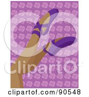 Royalty Free RF Clipart Illustration Of A Hispanic Womans Legs In Pink Ballet Slippers Over A Pink Heart Background