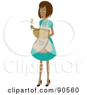 Royalty Free RF Clipart Illustration Of A Hispanic House Wife Mixing A Bowl Of Cookie Dough