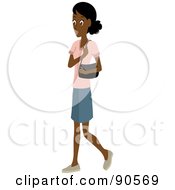 Poster, Art Print Of African Or Indian Woman Walking With A Purse On Her Shoulder