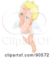 Royalty Free RF Clipart Illustration Of A Pleased Cupid Leaning His Head On His Hands