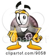 Eight Ball Mascot Cartoon Character Pointing At The Viewer