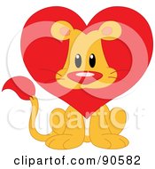 Royalty Free RF Clipart Illustration Of A Cute Lion Valentine With A Heart Mane by yayayoyo #COLLC90582-0157