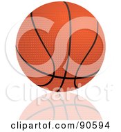 Poster, Art Print Of Textured Basketball With Black Lines Over A Reflective White Background