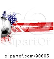Shiny Soccer Ball Over A Grungy Halftone American Flag