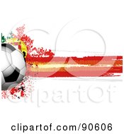 Shiny Soccer Ball Over A Grungy Halftone Portugese Flag