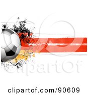 Shiny Soccer Ball Over A Grungy Halftone German Flag