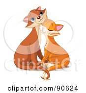 Royalty Free RF Clipart Illustration Of A Cute Orange Cat Pair Cuddling by Pushkin