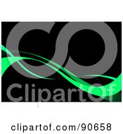 Royalty Free RF Clipart Illustration Of Green Flowing Swooshes Over Black