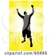 Poster, Art Print Of Successful Male Silhouetted Over A Yellow Burst
