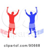 Poster, Art Print Of Red And Blue Silhouetted Men