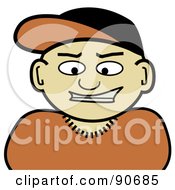 Royalty Free RF Clipart Illustration Of A Grinning Asian Man In A Baseball Cap by Arena Creative