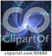 Royalty Free RF Clipart Illustration Of A Purple And Green Spiraling Fractal Over Black