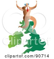 Royalty Free RF Clipart Illustration Of A Successful Businessman Sitting On A Map Of The United Kingdom