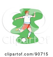 Poster, Art Print Of Soccer Player Kicking On A Field - Version 1