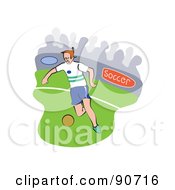 Poster, Art Print Of Soccer Player Kicking On A Field - Version 3