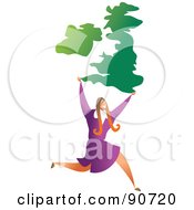 Royalty Free RF Clipart Illustration Of A Successful Businesswoman Carrying The United Kingdom