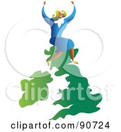 Royalty Free RF Clipart Illustration Of A Successful Businesswoman Sitting On The United Kingdom by Prawny