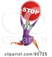 Poster, Art Print Of Successful Businesswoman Carrying A Stop Sign