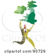 Royalty Free RF Clipart Illustration Of A Successful Businessman Carrying A Map Of The United Kingdom by Prawny