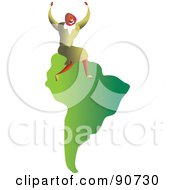 Royalty Free RF Clipart Illustration Of A Successful Businesswoman Sitting On South America