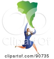 Royalty Free RF Clipart Illustration Of A Successful Businesswoman Carrying South America
