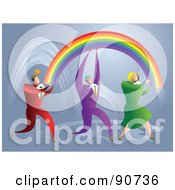 Poster, Art Print Of Successful Business Team Carrying Rainbows