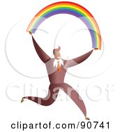 Poster, Art Print Of Successful Businessman Carrying A Rainbow