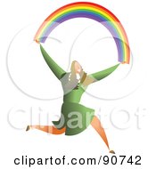 Poster, Art Print Of Successful Businesswoman Carrying A Rainbow