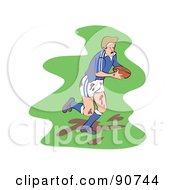 Poster, Art Print Of Muddy Rugby Football Player - Version 1