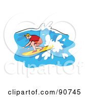 Poster, Art Print Of Male Surfer Riding In A Wave