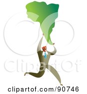 Royalty Free RF Clipart Illustration Of A Successful Businessman Carrying A Map Of South America