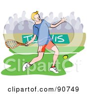 Poster, Art Print Of Male Tennis Player Swinging A Racket